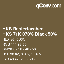 カラーコード: HKS Rasterfaecher - HKS 71K 070% Black 50% | qconv.com