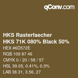 Code couleur: HKS Rasterfaecher - HKS 71K 080% Black 50% | qconv.com
