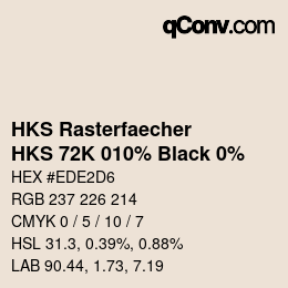 カラーコード: HKS Rasterfaecher - HKS 72K 010% Black 0% | qconv.com
