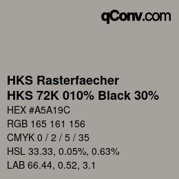 カラーコード: HKS Rasterfaecher - HKS 72K 010% Black 30% | qconv.com