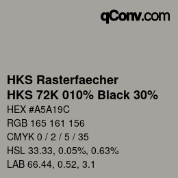 Color code: HKS Rasterfaecher - HKS 72K 010% Black 30% | qconv.com