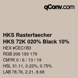 カラーコード: HKS Rasterfaecher - HKS 72K 020% Black 10% | qconv.com