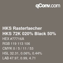 Color code: HKS Rasterfaecher - HKS 72K 020% Black 50% | qconv.com