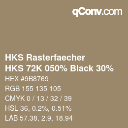 Farbcode: HKS Rasterfaecher - HKS 72K 050% Black 30% | qconv.com
