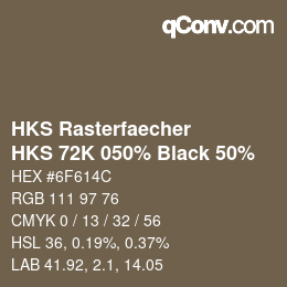 Color code: HKS Rasterfaecher - HKS 72K 050% Black 50% | qconv.com