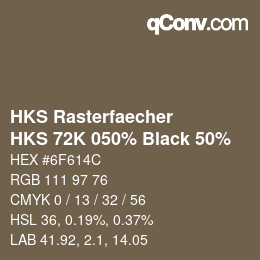 カラーコード: HKS Rasterfaecher - HKS 72K 050% Black 50% | qconv.com