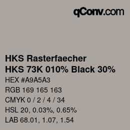 カラーコード: HKS Rasterfaecher - HKS 73K 010% Black 30% | qconv.com