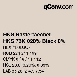 Code couleur: HKS Rasterfaecher - HKS 73K 020% Black 0% | qconv.com