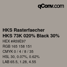 カラーコード: HKS Rasterfaecher - HKS 73K 020% Black 30% | qconv.com