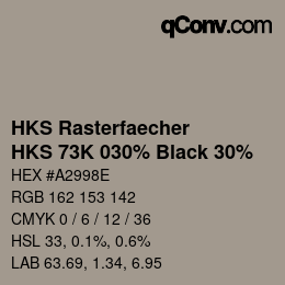 カラーコード: HKS Rasterfaecher - HKS 73K 030% Black 30% | qconv.com