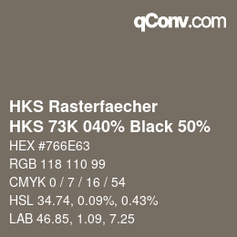 Farbcode: HKS Rasterfaecher - HKS 73K 040% Black 50% | qconv.com