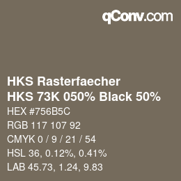 カラーコード: HKS Rasterfaecher - HKS 73K 050% Black 50% | qconv.com