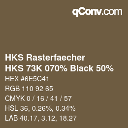 Code couleur: HKS Rasterfaecher - HKS 73K 070% Black 50% | qconv.com