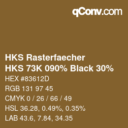 颜色代码: HKS Rasterfaecher - HKS 73K 090% Black 30% | qconv.com