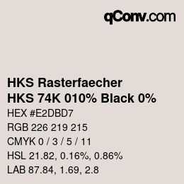 Code couleur: HKS Rasterfaecher - HKS 74K 010% Black 0% | qconv.com