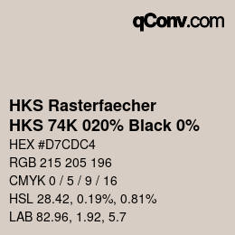 Código de color: HKS Rasterfaecher - HKS 74K 020% Black 0% | qconv.com