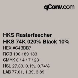 カラーコード: HKS Rasterfaecher - HKS 74K 020% Black 10% | qconv.com