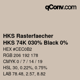 Farbcode: HKS Rasterfaecher - HKS 74K 030% Black 0% | qconv.com