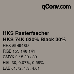 Code couleur: HKS Rasterfaecher - HKS 74K 030% Black 30% | qconv.com