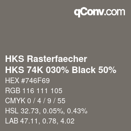 カラーコード: HKS Rasterfaecher - HKS 74K 030% Black 50% | qconv.com