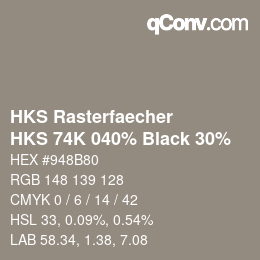 カラーコード: HKS Rasterfaecher - HKS 74K 040% Black 30% | qconv.com