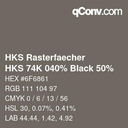 カラーコード: HKS Rasterfaecher - HKS 74K 040% Black 50% | qconv.com