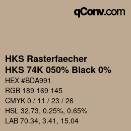 Code couleur: HKS Rasterfaecher - HKS 74K 050% Black 0% | qconv.com