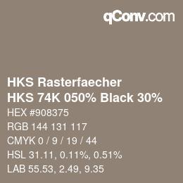 Color code: HKS Rasterfaecher - HKS 74K 050% Black 30% | qconv.com