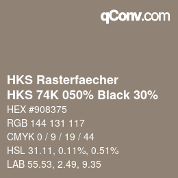 Color code: HKS Rasterfaecher - HKS 74K 050% Black 30% | qconv.com