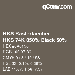 Código de color: HKS Rasterfaecher - HKS 74K 050% Black 50% | qconv.com