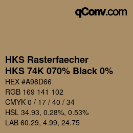 Code couleur: HKS Rasterfaecher - HKS 74K 070% Black 0% | qconv.com
