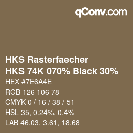 Color code: HKS Rasterfaecher - HKS 74K 070% Black 30% | qconv.com