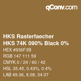 カラーコード: HKS Rasterfaecher - HKS 74K 090% Black 0% | qconv.com