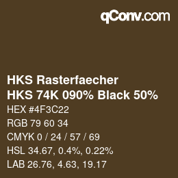 Code couleur: HKS Rasterfaecher - HKS 74K 090% Black 50% | qconv.com