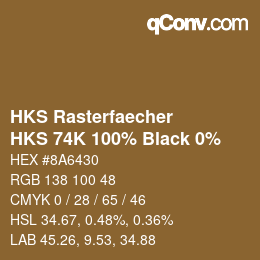 カラーコード: HKS Rasterfaecher - HKS 74K 100% Black 0% | qconv.com