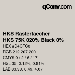 Code couleur: HKS Rasterfaecher - HKS 75K 020% Black 0% | qconv.com