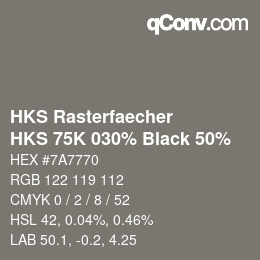 Color code: HKS Rasterfaecher - HKS 75K 030% Black 50% | qconv.com