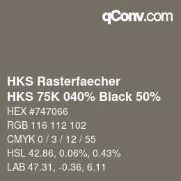 Color code: HKS Rasterfaecher - HKS 75K 040% Black 50% | qconv.com