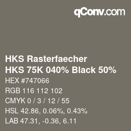 Código de color: HKS Rasterfaecher - HKS 75K 040% Black 50% | qconv.com