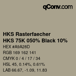 カラーコード: HKS Rasterfaecher - HKS 75K 050% Black 10% | qconv.com