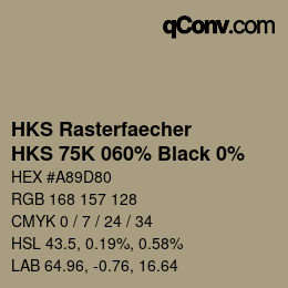 カラーコード: HKS Rasterfaecher - HKS 75K 060% Black 0% | qconv.com