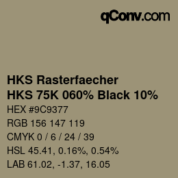 カラーコード: HKS Rasterfaecher - HKS 75K 060% Black 10% | qconv.com