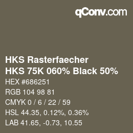 カラーコード: HKS Rasterfaecher - HKS 75K 060% Black 50% | qconv.com