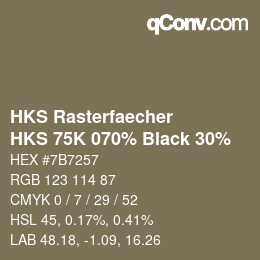 カラーコード: HKS Rasterfaecher - HKS 75K 070% Black 30% | qconv.com
