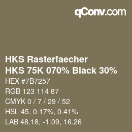 Color code: HKS Rasterfaecher - HKS 75K 070% Black 30% | qconv.com