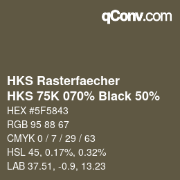 カラーコード: HKS Rasterfaecher - HKS 75K 070% Black 50% | qconv.com