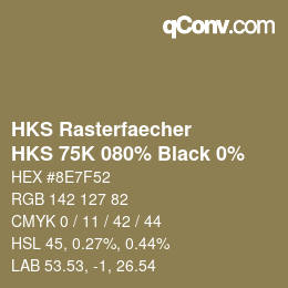 Code couleur: HKS Rasterfaecher - HKS 75K 080% Black 0% | qconv.com