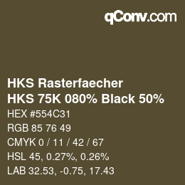 Color code: HKS Rasterfaecher - HKS 75K 080% Black 50% | qconv.com