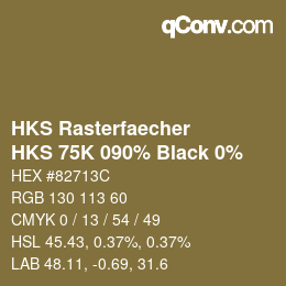 カラーコード: HKS Rasterfaecher - HKS 75K 090% Black 0% | qconv.com