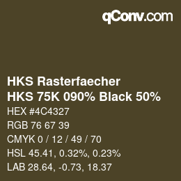 Code couleur: HKS Rasterfaecher - HKS 75K 090% Black 50% | qconv.com